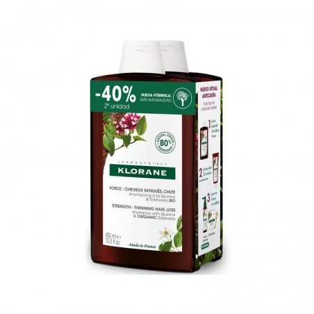 Comprar KLORANE DUPLO CHAMPÚ A LA QUININA Y EDELWEISS BIO 2 X 400 ML